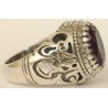 Iran Islam Shia Imam ALI-ON MA' AL-HAQQ Natural Amethyst Sterling Silver 925 Ring