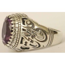 Iran Islam Shia Imam ALI-ON MA' AL-HAQQ Natural Amethyst Sterling Silver 925 Ring