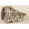 Iran Islam Shia Imam ALI-ON MA' AL-HAQQ Natural Amethyst Sterling Silver 925 Ring