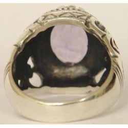 Iran Islam Shia Imam ALI-ON MA' AL-HAQQ Natural Amethyst Sterling Silver 925 Ring
