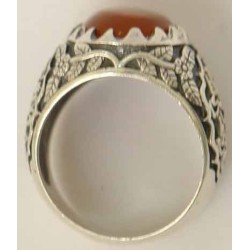 Iran Islam Shia Imam Ali Name Natural Yamani Yemeni Agate Aqeeq Aqiq Sterling Silver 925 Ring
