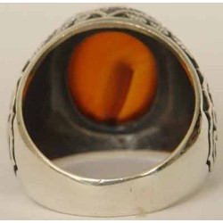 Iran Islam Shia Imam Ali Name Natural Yamani Yemeni Agate Aqeeq Aqiq Sterling Silver 925 Ring