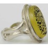 Iran Islam Quran Ayah Alaysa Allahu bikafin AAabdahu carved on Natural Yellow Agate Sterling Silver 925 Ring