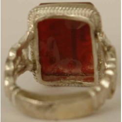 Iran Islam Shia "O Allah the Fulfiller of all needs" Zikr Engraved on Natural Agate Aqeeq Sterling Silver 925 Ring