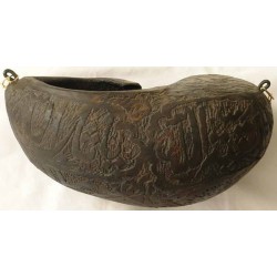 Iran Islam Shia followers of Imam Ali Dervish Sufi Hand-Made Wooden Kashkul Bowl With Nice Carved Calligraphy of the Holy Names