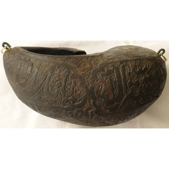 Iran Islam Shia followers of Imam Ali Dervish Sufi Hand-Made Wooden Kashkul Bowl With Nice Carved Calligraphy of the Holy Names