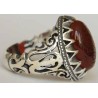 Iran Islam Quran Surat Al-Tawheed Al-Ikhlas Engraved on Natural Agate Aqeeq Aqiq Sterling Silver 925 Ring