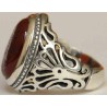Iran Islam Quran Surat Al-Tawheed Al-Ikhlas Engraved on Natural Agate Aqeeq Aqiq Sterling Silver 925 Ring