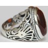 Iran Islam Quran Surat Al-Tawheed Al-Ikhlas Engraved on Natural Agate Aqeeq Aqiq Sterling Silver 925 Ring