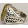 Iran Islam Quran Surely Allah is Sufficient for His servant Engraved on Natural Yellow Agate Sterling Silver 925 Ring