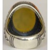Iran Islam Quran Surely Allah is Sufficient for His servant Engraved on Natural Yellow Agate Sterling Silver 925 Ring