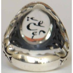 Iran Islam Shia Ya Ali Madad Engraved on the back of Natural Durr Clear Gemstone Sterling Silver 925 Ring