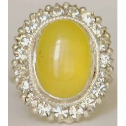 Iran Natural Yellow Agate Aqeeq Aqiq Silver 900 Lady's Ring
