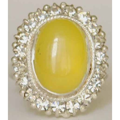 Iran Natural Yellow Agate Aqeeq Aqiq Silver 900 Lady's Ring