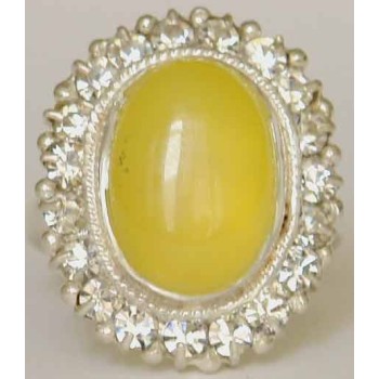 Iran Natural Yellow Agate Aqeeq Aqiq Silver 900 Lady's Ring
