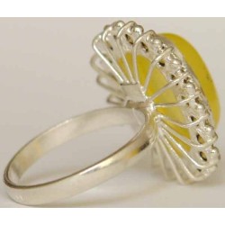 Iran Natural Yellow Agate Aqeeq Aqiq Silver 900 Lady's Ring