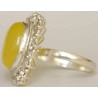 Iran Natural Yellow Agate Aqeeq Aqiq Silver 900 Lady's Ring