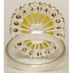 Iran Natural Yellow Agate Aqeeq Aqiq Silver 900 Lady's Ring