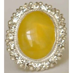 Iran Natural Yellow Agate Aqeeq Aqiq Silver 900 Lady's Ring