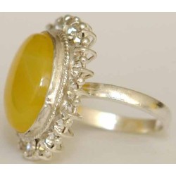 Iran Natural Yellow Agate Aqeeq Aqiq Silver 900 Lady's Ring