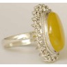 Iran Natural Yellow Agate Aqeeq Aqiq Silver 900 Lady's Ring