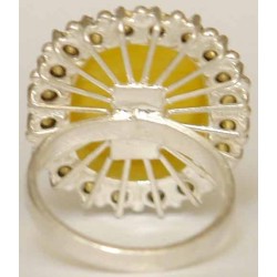 Iran Natural Yellow Agate Aqeeq Aqiq Silver 900 Lady's Ring