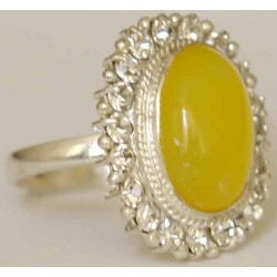 Iran Natural Yellow Agate Aqeeq Aqiq Silver 900 Lady's Ring