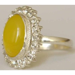 Iran Natural Yellow Agate Aqeeq Aqiq Silver 900 Lady's Ring