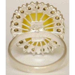 Iran Natural Yellow Agate Aqeeq Aqiq Silver 900 Lady's Ring