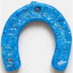 Iran Persian Mysterious Sciences Charm Talisman Horseshoe Shape Blue-Turquoise Ceramic KHARMOHREH