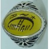 Iran Islam Shia Sharaf e Shams Engraved on Natural Yellow Agate Sterling Silver 925 Ring