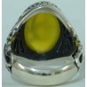 Iran Islam Shia Sharaf e Shams Engraved on Natural Yellow Agate Sterling Silver 925 Ring