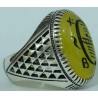 Iran Islam Shia Sharaf e Shams Engraved on Natural Yellow Agate Sterling Silver 925 Ring