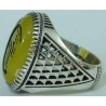 Iran Islam Shia Sharaf e Shams Engraved on Natural Yellow Agate Sterling Silver 925 Ring