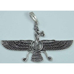 IRAN Persia Silver 900 Zoroastrian Farvahar Wing Necklace Pendant