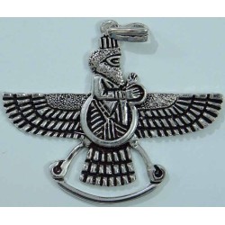 IRAN Persia Silver 900 Zoroastrian Farvahar Wing Necklace Pendant