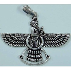 IRAN Persia Silver 900 Zoroastrian Farvahar Wing Necklace Pendant