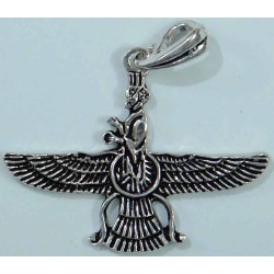 IRAN Persia Silver 900 Zoroastrian Farvahar Wing Necklace Pendant