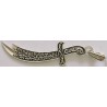 Iran Islam Shia Imam Ali Large Size Sterling Silver 925 Zulfiqar Sword Pendant Necklace