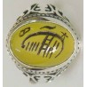 Iran Islam Shia Sharaf e Shams Engraved on Natural Yellow Agate Sterling Silver 925 Ring