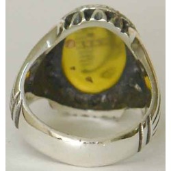 Iran Islam Shia Sharaf e Shams Engraved on Natural Yellow Agate Sterling Silver 925 Ring