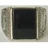 IRAN Persia Shah Pahlavi Lion & Sun Shiro Khorshid Onyx Black Agate Silver 925 Ring