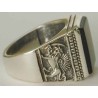 IRAN Persia Shah Pahlavi Lion & Sun Shiro Khorshid Onyx Black Agate Silver 925 Ring