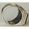IRAN Persia Shah Pahlavi Lion & Sun Shiro Khorshid Onyx Black Agate Silver 925 Ring