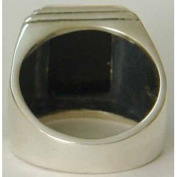 IRAN Persia Shah Pahlavi Lion & Sun Shiro Khorshid Onyx Black Agate Silver 925 Ring
