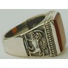 IRAN Persia Shah Pahlavi Lion & Sun Shiro Khorshid Natural Agate Aqeeq Aqiq Akik Silver 925 Ring