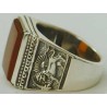 IRAN Persia Shah Pahlavi Lion & Sun Shiro Khorshid Natural Agate Aqeeq Aqiq Akik Silver 925 Ring