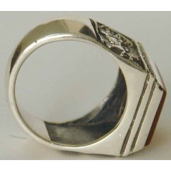 IRAN Persia Shah Pahlavi Lion & Sun Shiro Khorshid Natural Agate Aqeeq Aqiq Akik Silver 925 Ring