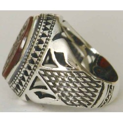 Iran Islam Shia Ya Ali Madad Engraved in Nice Arabic Calligraphy on Natural Agate Aqeeq Aqiq Sterling Silver 925 Ring