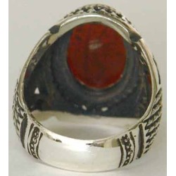 Iran Islam Shia Ya Ali Madad Engraved in Nice Arabic Calligraphy on Natural Agate Aqeeq Aqiq Sterling Silver 925 Ring